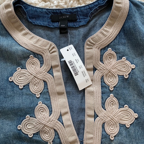 NWT J Crew Soutache-Embroidered Chambray Shirt - Picture 3 of 4